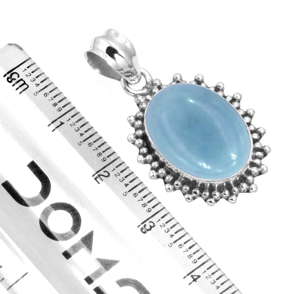 925 Sterling Silver Pendant Women Gemstone Handmade Jewelry Friendship Day Gift Amazonite Angelite Blue Opal Botswana Agate Mohave Azurite Chrysocolla