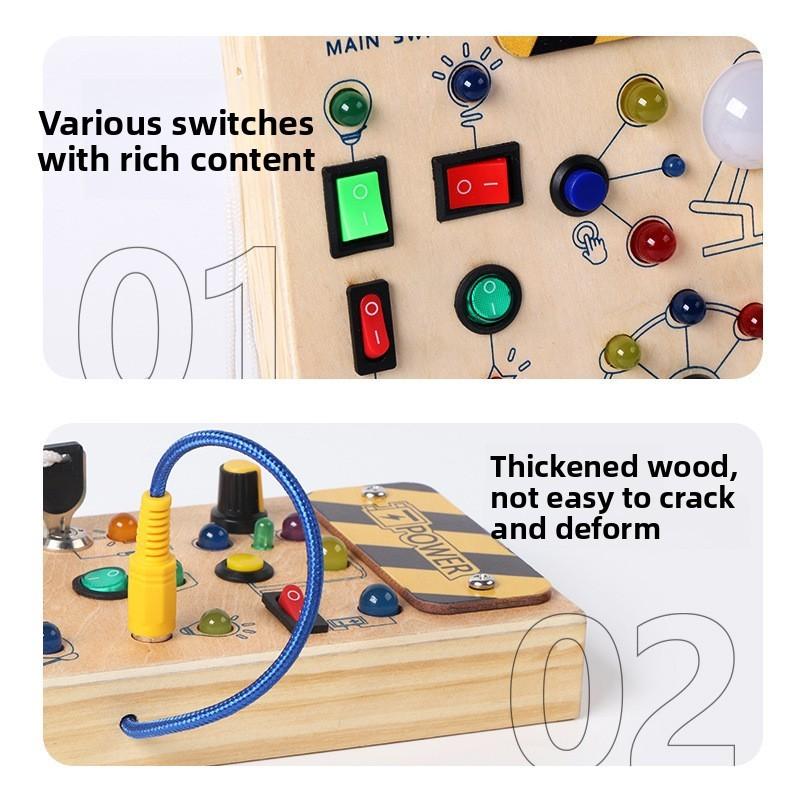 Wooden Led Switch Analog Circuit Board Children Puzzle Toy For Early Learning And Brain Development