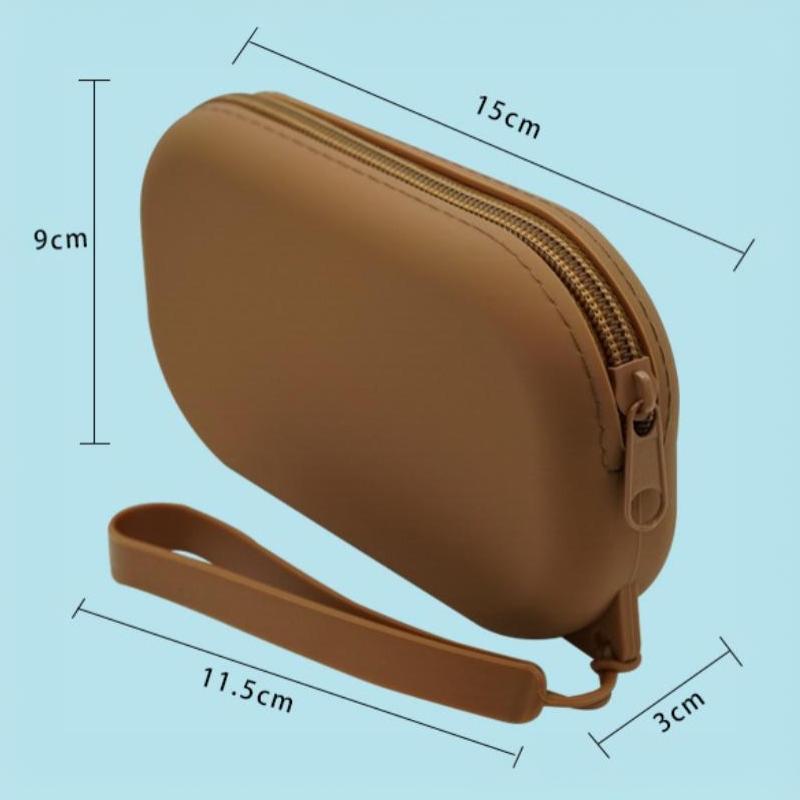Damen Silikon Glatter Reißverschluss Reisebrieftasche Kratzfest Weich Schlanke Größe Kopfhörertasche Münzbörse Kosmetiktasche für Geschäftsreise Urlaub