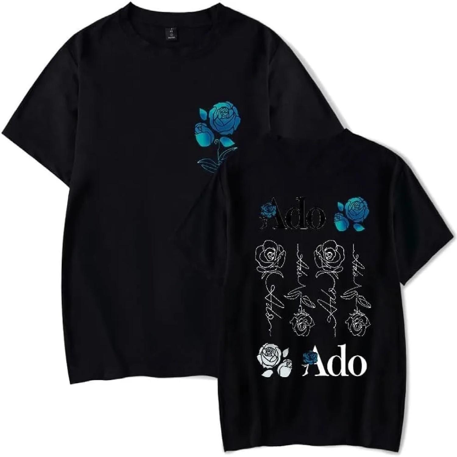 

Ado Tshirt Unisex Crewneck Short Sleeve T-shirt Men Women Streetwear Printing Casual Fashion Harajuku Hip Hop S чёрный