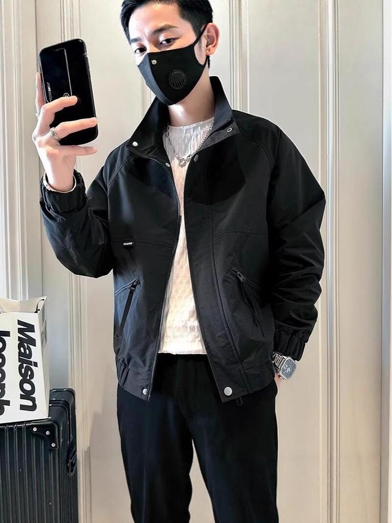 Męska Kurtka Streetwear Wysokiej Jakości na Wiosnę/Jesień – Modna, Luźny Krój, Stylowa Odzież Wierzchnia