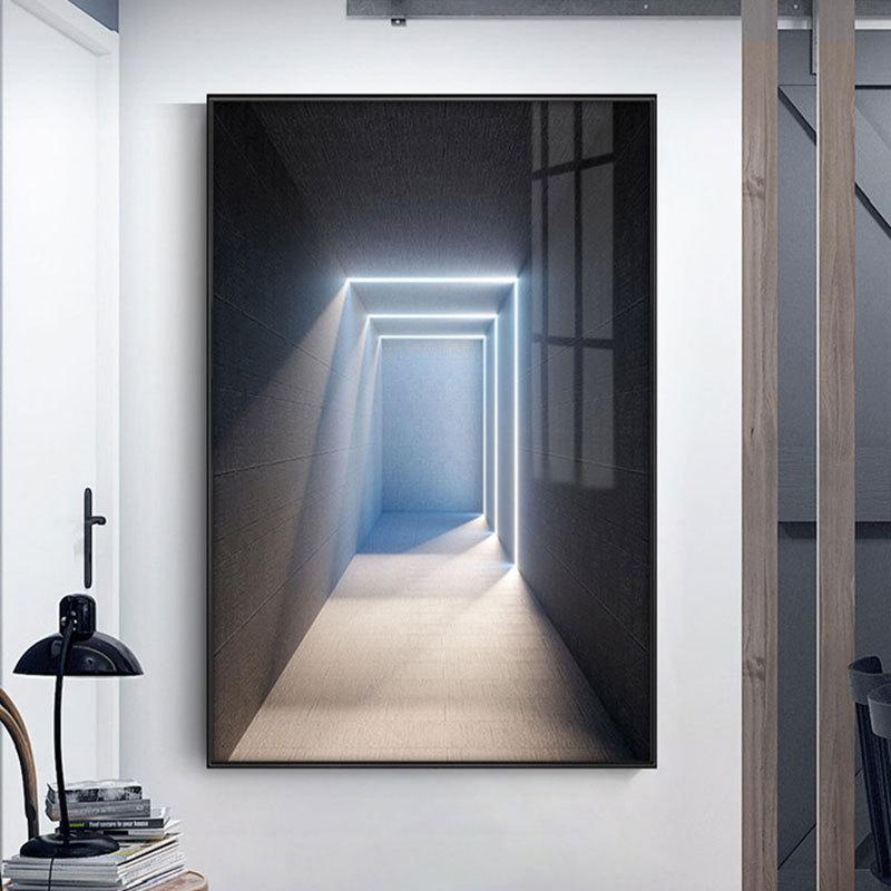 Nordic Building Corridor Picture Light and Shadow Painting On Canvas Posters Prints for Entrance Living Room Decor Wall Art