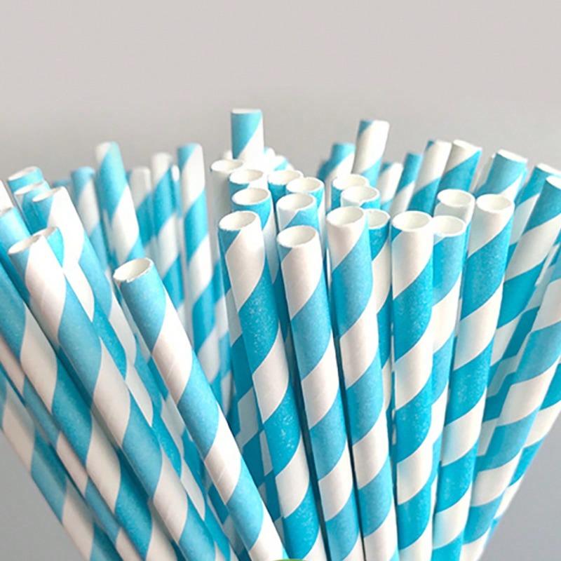 Paper Straws - Striped Straws In 16 Colors, Friendly - Non-Soggy Paper Straws