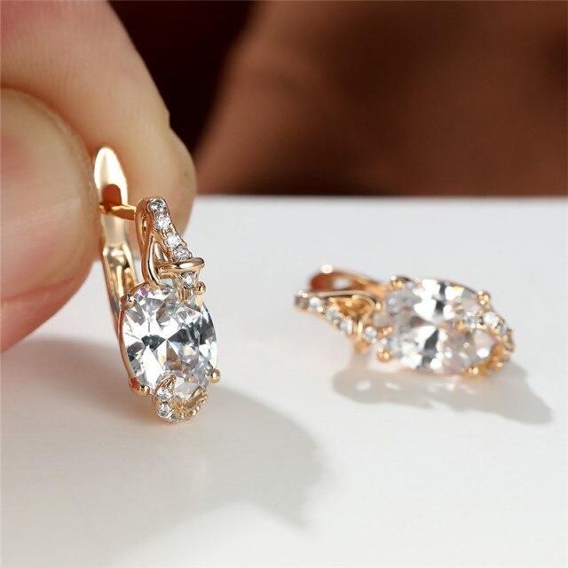 

Серьги с овальными камнями белого, синего, розового и красного цвета, свадебные серьги цвета розового золота, серьги-кольца с разноцветным цирконием и кристаллами для женщин белый