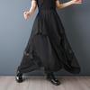 Plus Size Black High Waist Vintage Lace Mesh Patchwork Summer Casual Loose Long for Woman Skirts Womens Skirt
