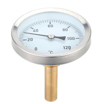 63mm Horizontal Dial Thermometer Aluminum Temperature Gauge 0 120 Degrees C 1 2 BSP Screw Diameter