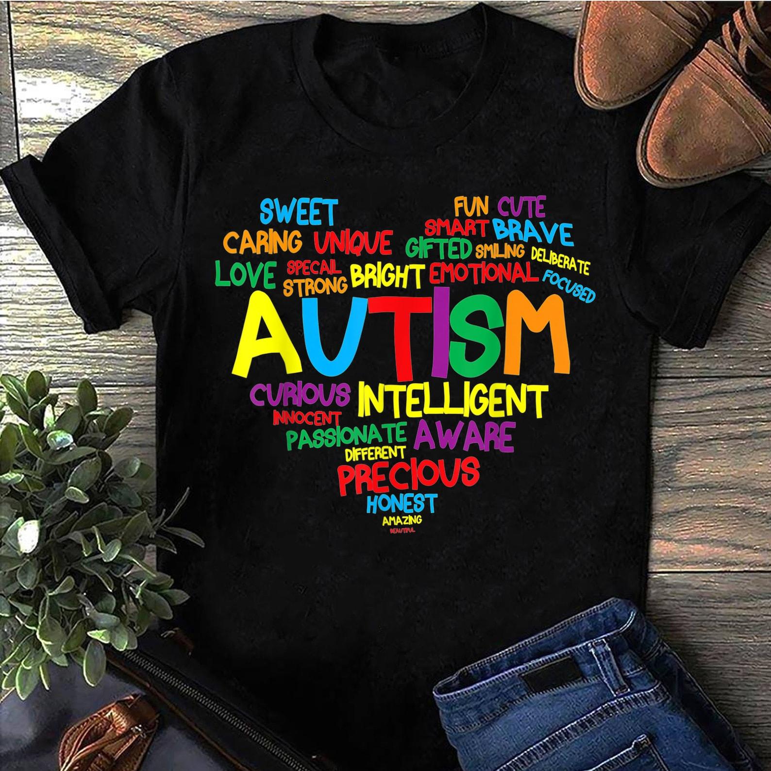 Autism Heart Autism Awareness proud Autism Mom Gifts Family T-Shirt - Autism Mom Shirt, Autism Awareness Shirt, Autism Aware, Autism Mother L