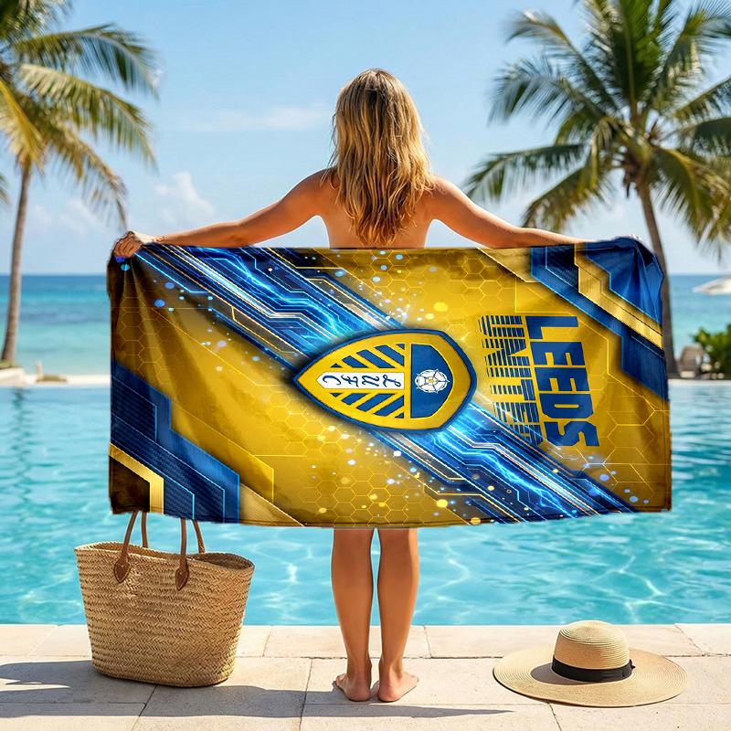 Leeds United Fußball Strandtuch Weiches Mikrofaser Sommerhandtuch Schnelltrocknendes Saugfähiges Handtuch für Strand Schwimmbad Reisen