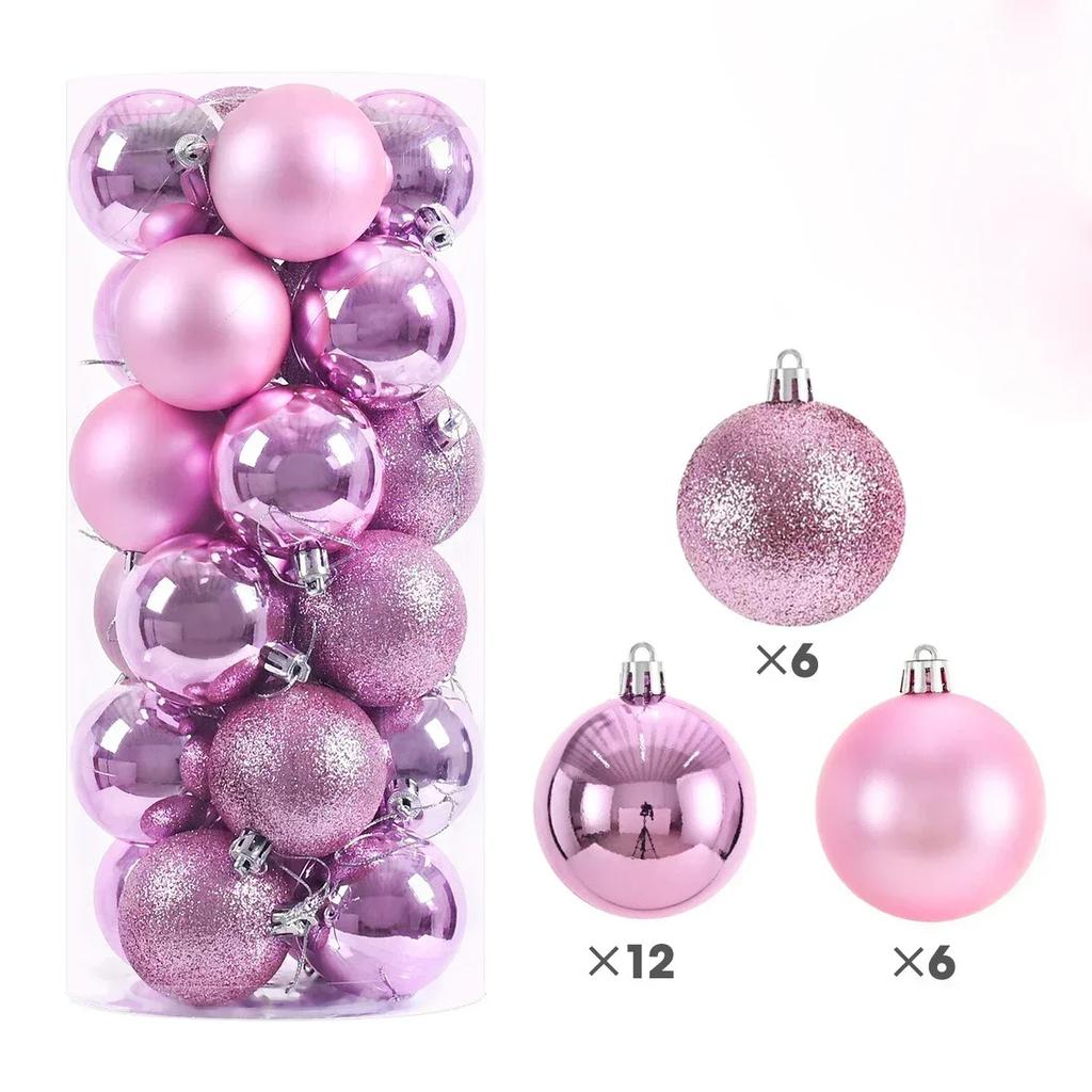 24Pcs 3cm Christmas Balls Xmas Tree Ornaments Hanging Pendants Home Party New Year  2025 Decor Gift