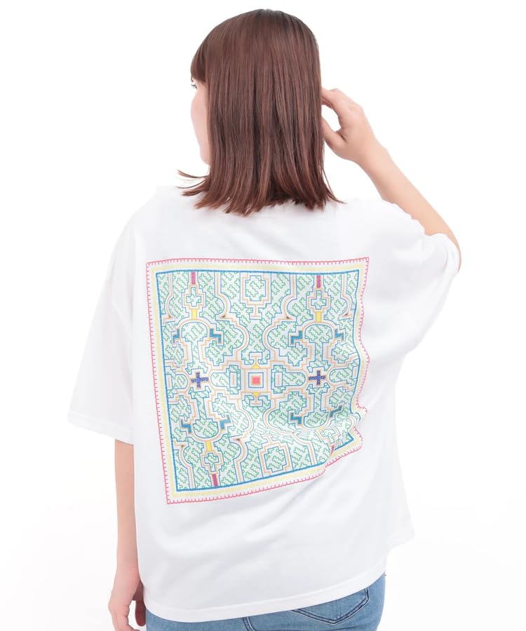 

Titicaca Embroidered Shipibo Print Short Crew Back Free OSJBD151 T-Shirt, Sleeve, Neck, Print, Unisex, Off-White, Size,