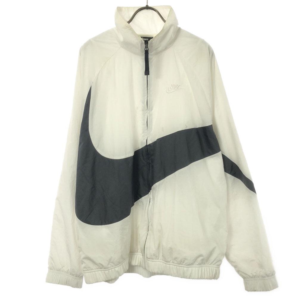 NIKE Swoosh Nylon jacket L White x black Mesh lining Men's Used