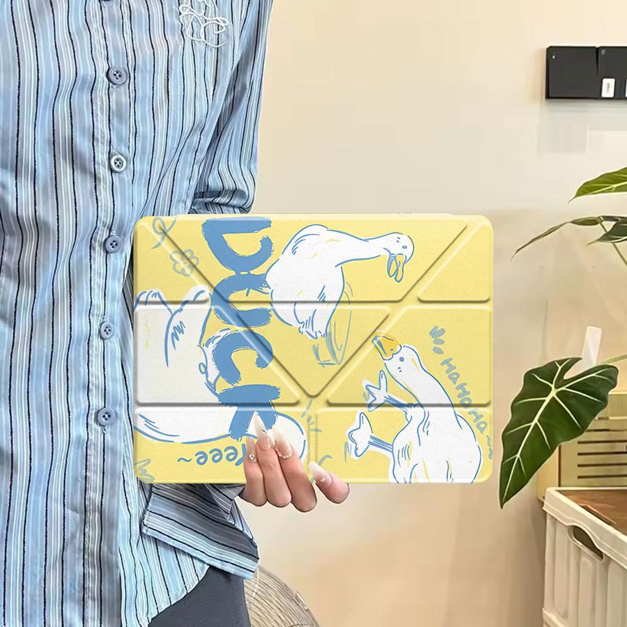 Holder Cover Tablet Case For iPad Pro 11th 10th 9th 8th 7th 12.9inch Mini 6 7 Air 4 5 M3 M2 1 2 M4 11inch Pro 2025 White Duck