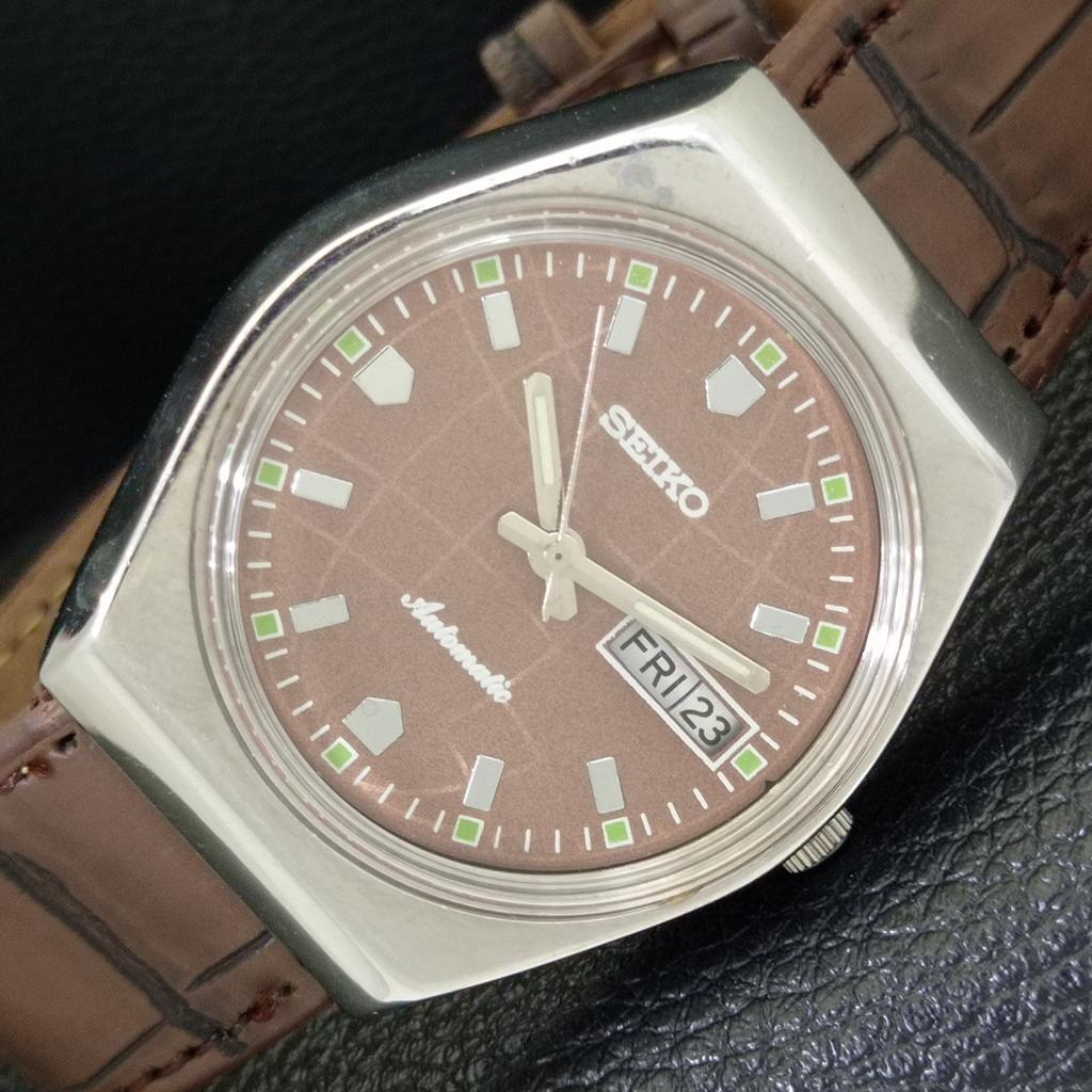 VINTAGE SEIKO AUTOMATIC JAPAN 6319A MENS BROWN COLOR DIAL WATCH a701363-5 R206a-a701363