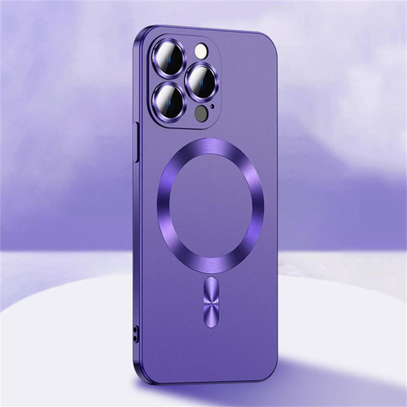 For Magsafe Wireless Charge Plating Silicone Case For iPhone 15 14 13 12 11 Pro Max Plus 14Pro iPhone14 With Lens Protector Cover