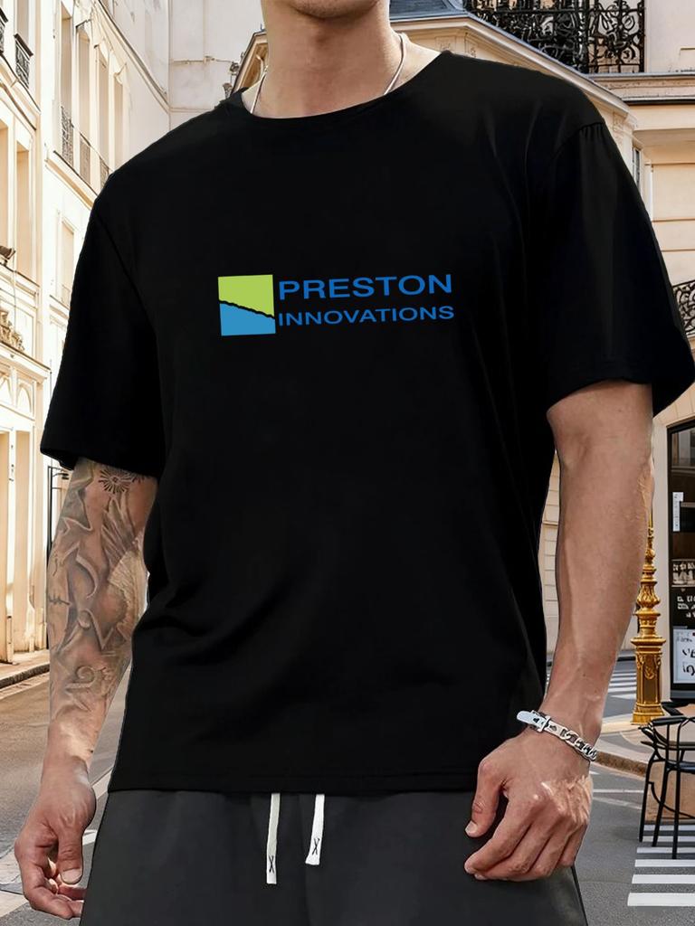 Cotton T-Shirt with Round Neck and Stylish Print: Preston Size L