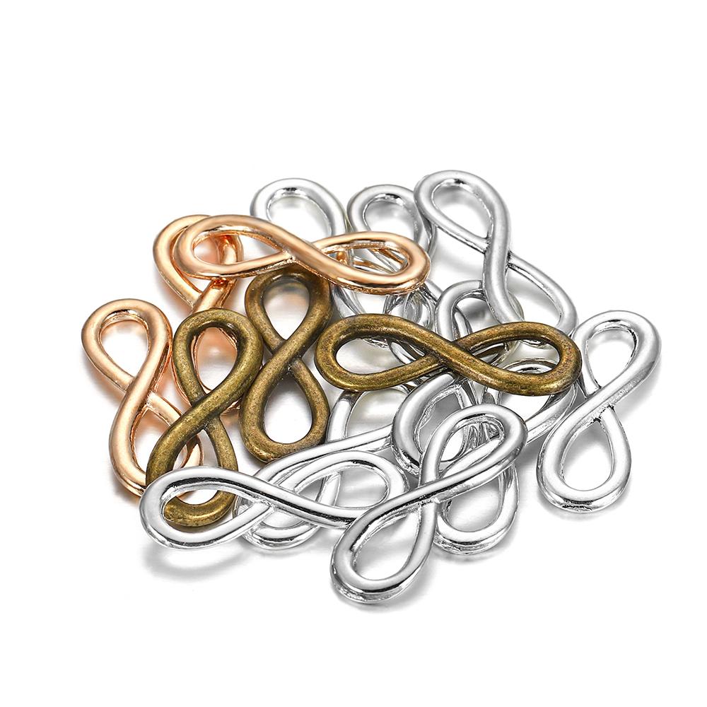 30 teile/los Metall Unendlichkeit Symbol Anschlüsse Verschlüsse Charms Für DIY Armband Halskette Schmuck, Die Entdeckungen Liefert Zubehör