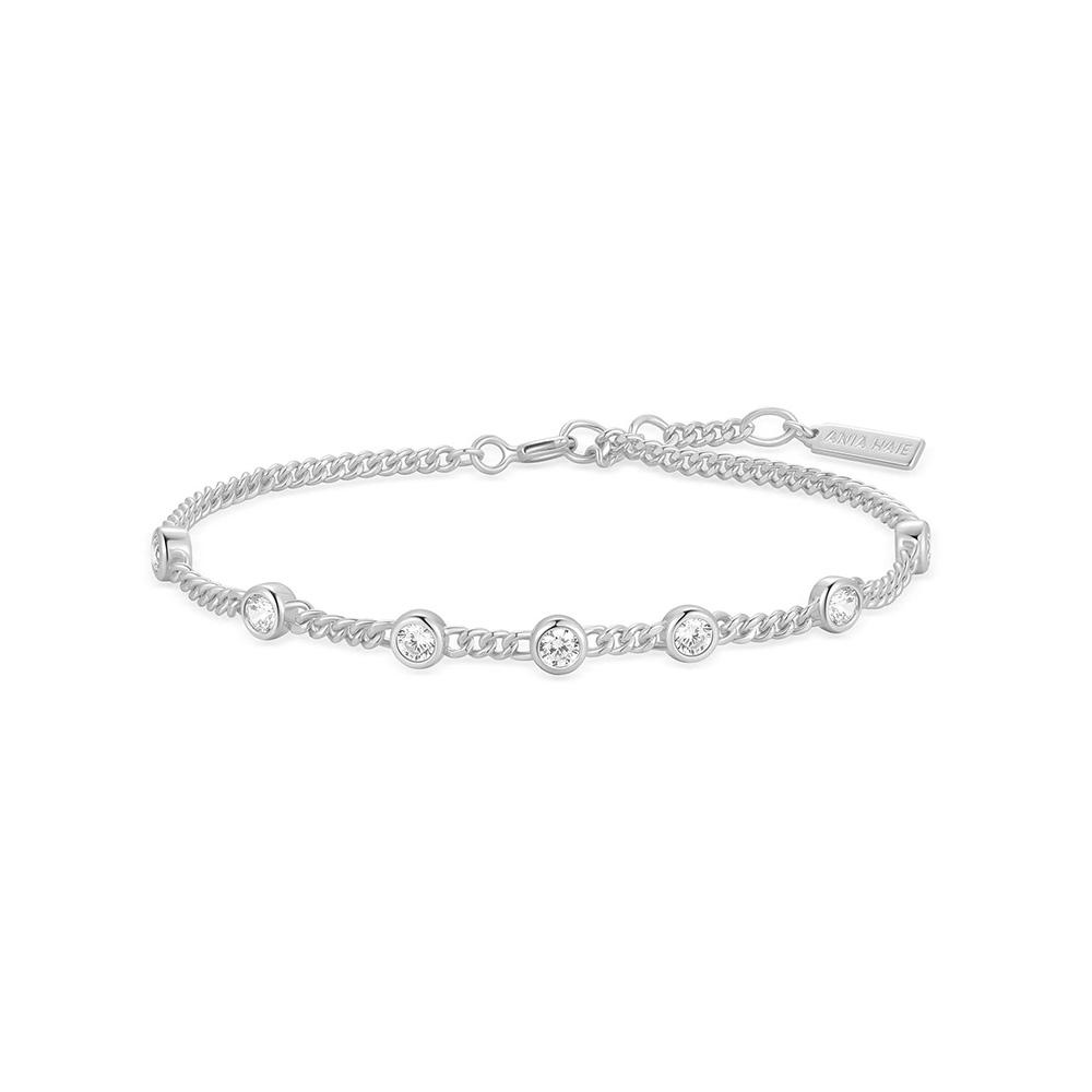 Ania Haie Silver Multi-Station Round Stone Chain 925 Silver Bracelet B066-05H