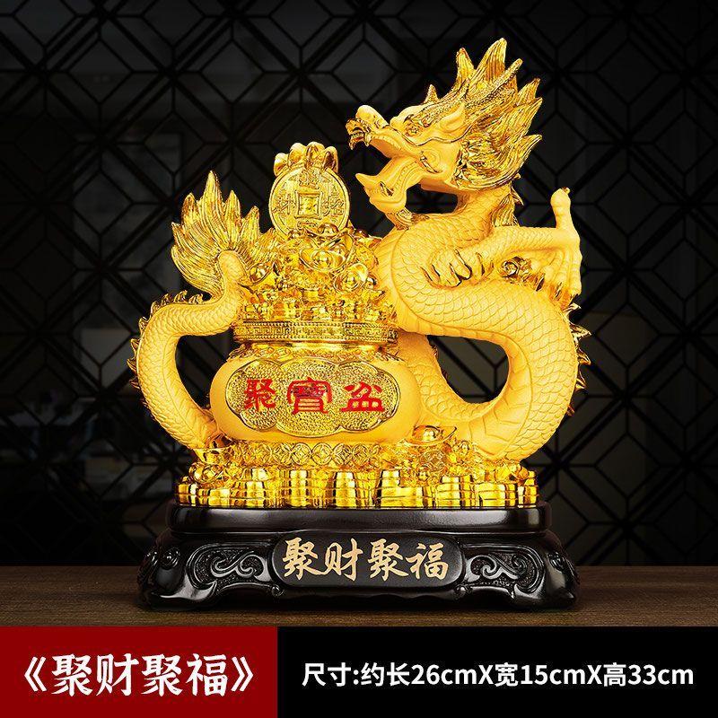 Dragon Decoration Simple Household Fortunate Golden Dragon Living Room Porch Office Desktop Decoration Mascot Housewarming Gift
