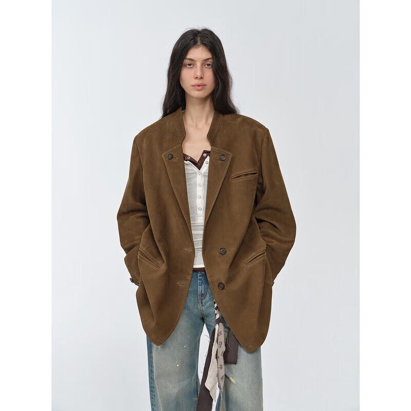 Women's Retro Waxed Leather Blazer Jacket