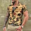 T-shirt con tatuaggio estivo Camicie hawaiane da uomo Marca Manica corta Top Magliette Camicetta casual da uomo Moda Camisas De Hombre Abbigliamento