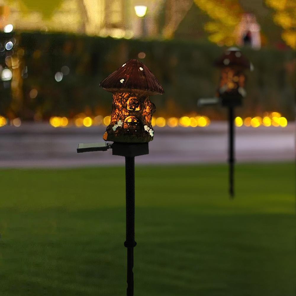 1PC/2PCS/4PCS Solar Resin House Light Arden Solar Lamp Outdoor Decor LED Light Waterproof Small House Floor Plug Lamp