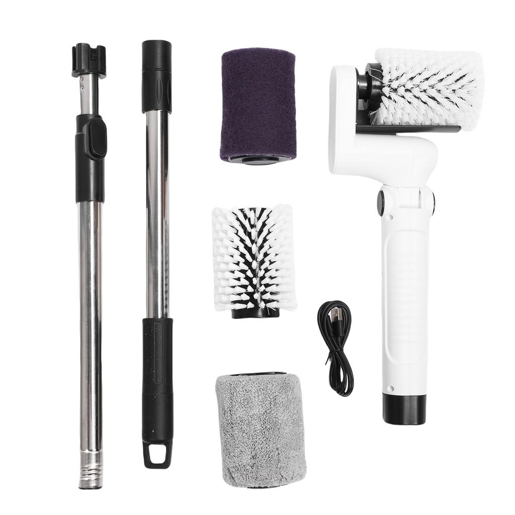 Electric Spinning Scrubber 2 Speeds IPX7 Water Proof 4 Brush Heads Cordless Power Cleaning Brush for Floor Glass Car