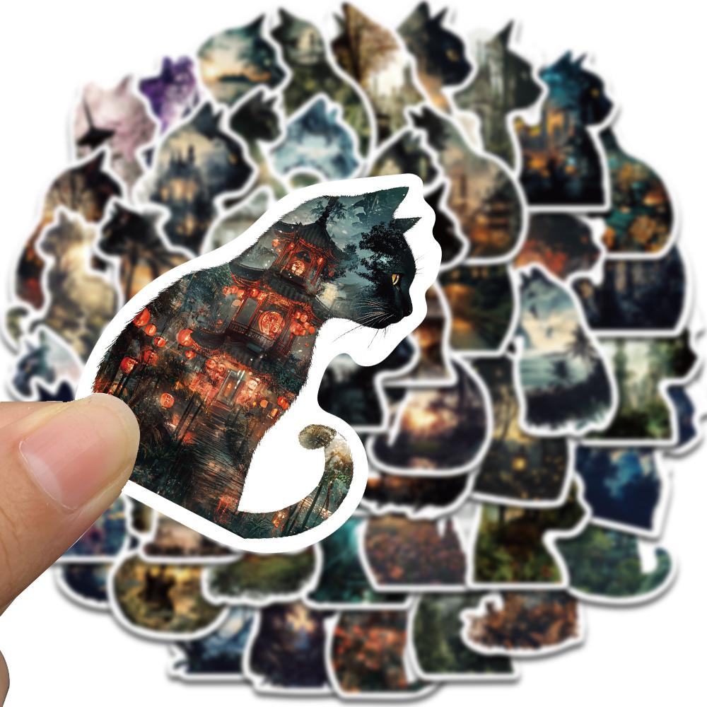 50PCS Cat Print Stickers Scrapbooking Laptop Graffiti Stationery Art Picture Living Room Phone Fashion Skateboard Phone Sticker