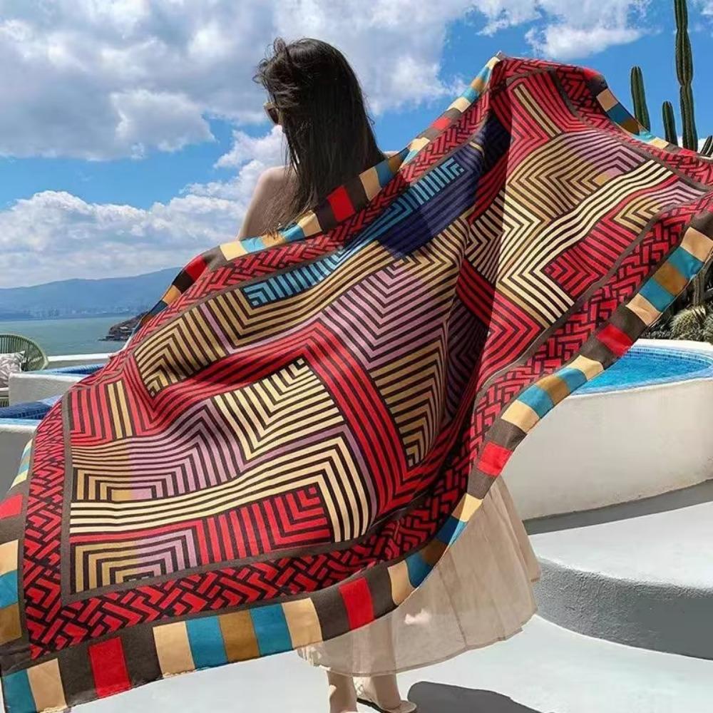 Chaka Salt Lake Great Northwest Tourism Ethnic Style Scarf Silk Scarf Women'S Summer Seaside Beach Shawl Sunscreen Thin