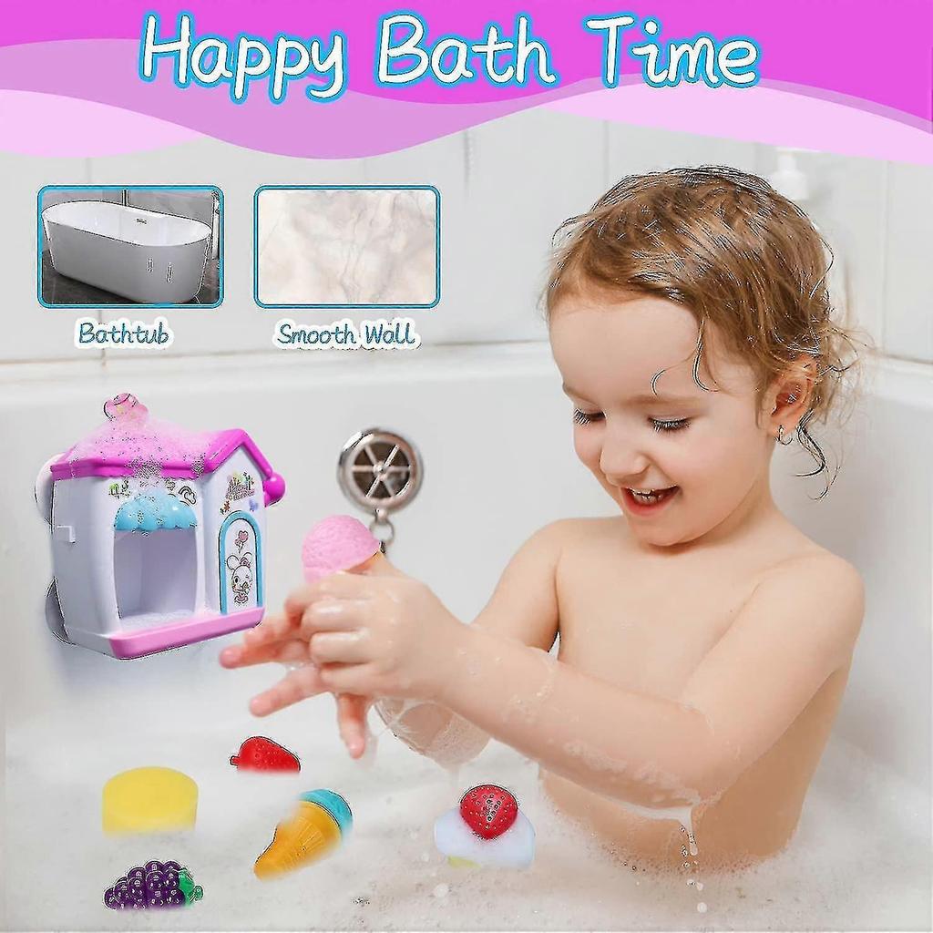 Bath Toys For Toddlers 3-4 Years, Ice Cream Foam Maker Bath Toys For Kids Ages 4-8, Bubble Pretend Cake Play Set Water Bathtub Toys For Girls Boys Age