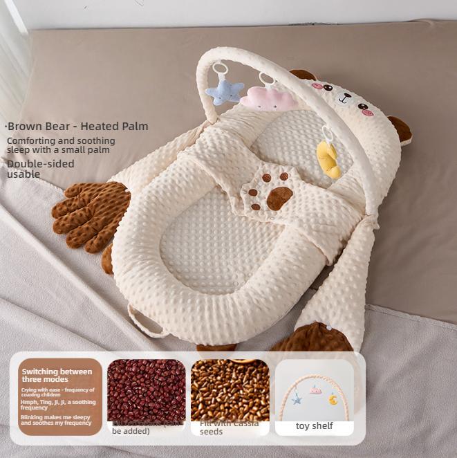 Newborns Soothing Crib with Slope Pad & Leg Rest and Toy Stand Rack for Comfort Nest Bed