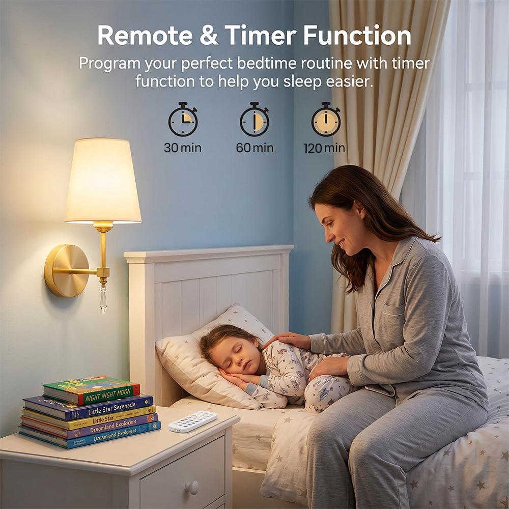 Wireless RGB Dimmable Wall Lamp with Cloth Cover and Charging