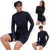 2 Pcs/Set Unisex Swimsuit Quick-drying Breathable Soft Leaf Print O Neck Long Sleeves Wetsuit Pockets Couple Surfing Clothes Diving Bathing Suit