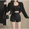 High Waist Black Velvet Shorts for Autumn/Winter - Petite Hot Girl Style