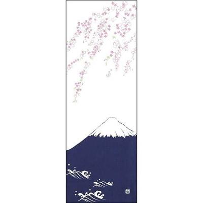 Someno Anbo Tenugui Mount Fuji Hanging Cherry Blossoms Hand-dyed 100 Cotton Special Fabric Made Japan 35cm100cm