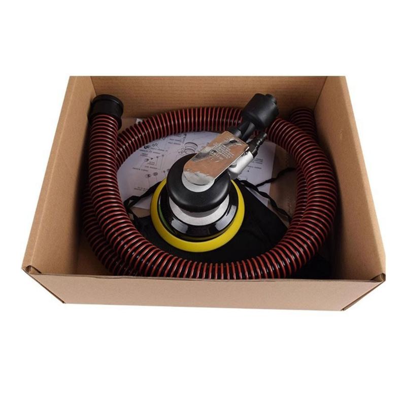 Air Powered 5 Inch Sander with Dust Collection Outlet, Metal Body Sanding Tool for Furniture Refinishing, Garage Sanding, and Finish Work