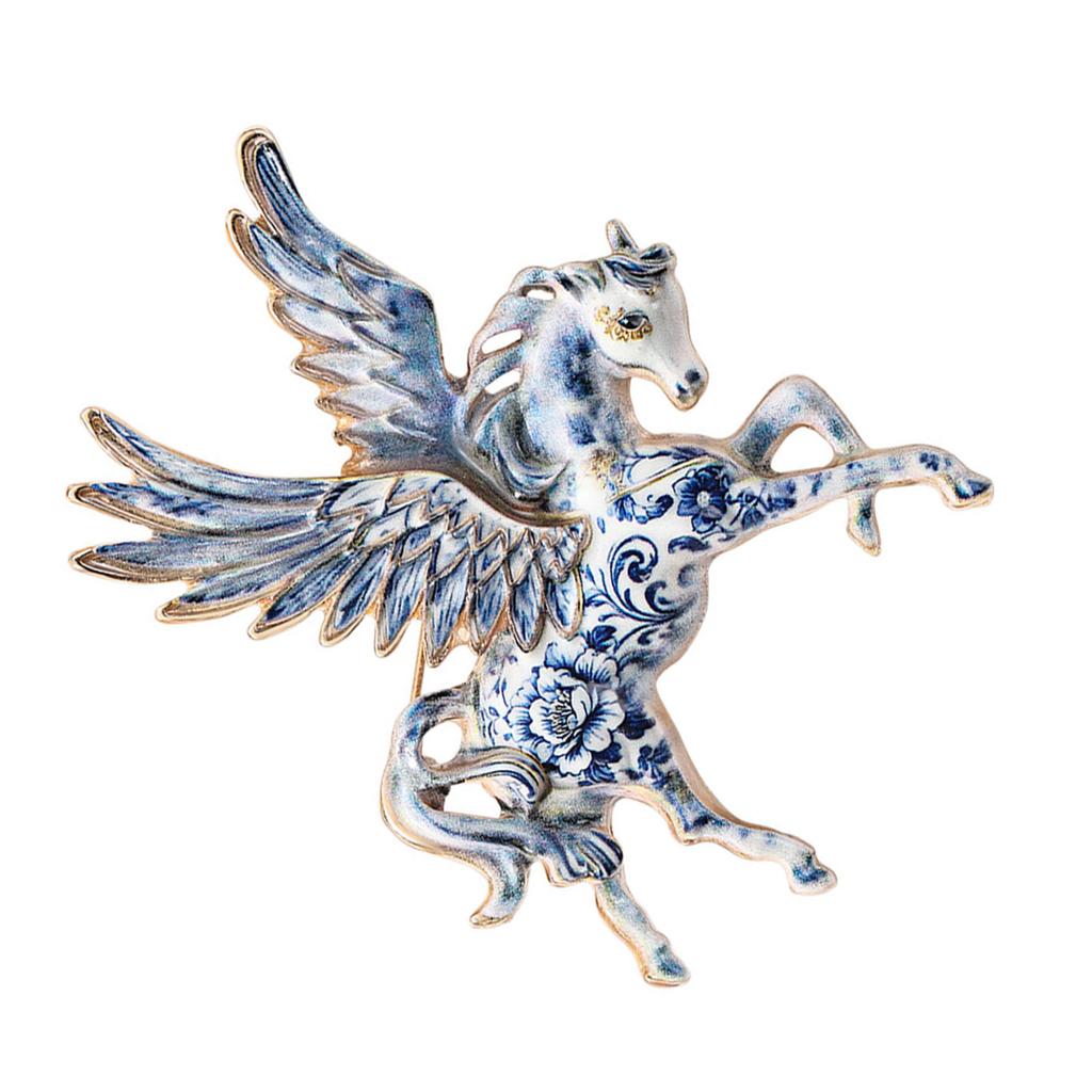 Contemporary Alloy Horse Brooch Avaliable Badge with Big Wing Accent Versatile Clothing Accessory Jewelry