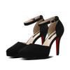 Women 10cm High Heels 2cm Platform Suede Sandals Lady Fetish Stilettos Nightclub Red  Bottom Prom Catwalk  Pumps Black Shoes