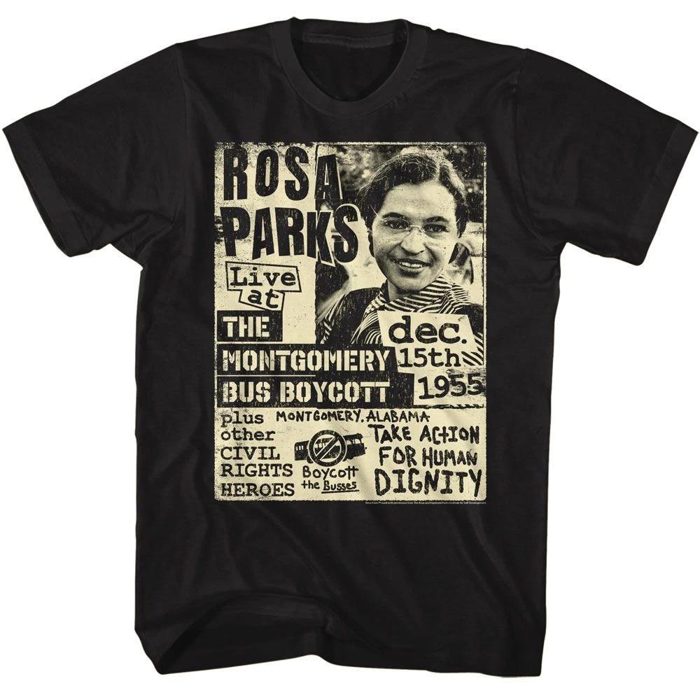 Rosa Parks - Bus Boycott Flyer - American Classics - Solid Black Short Sle 130