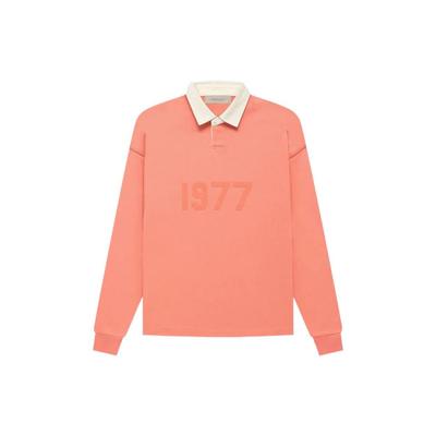 Essentials Fall/Winter 1977 Series Henley Rugby Long Sleeve Polo Unisex Tops Coral-Red FOG-FW22-076