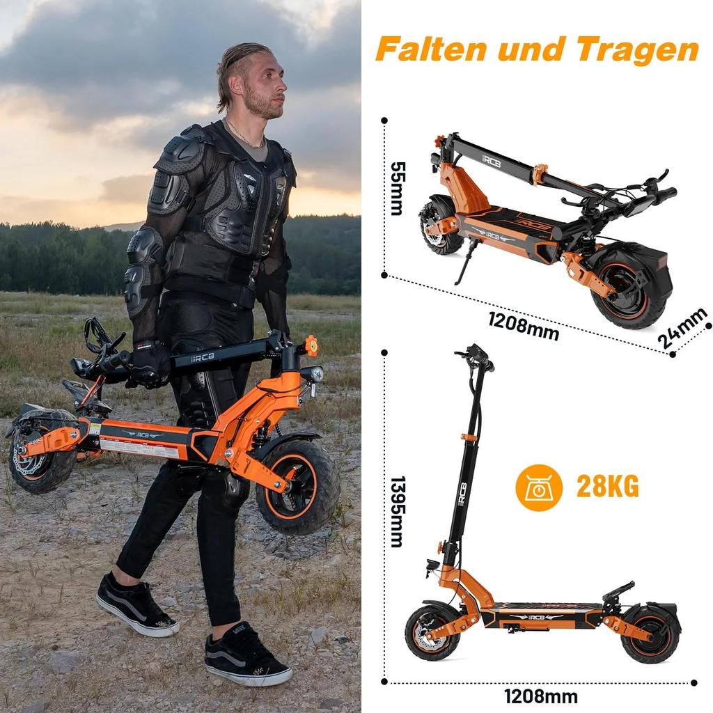 RCB D7 ABE Electric Scooter 10inch 48V20.8Ah with NFC lock and Turn Signal