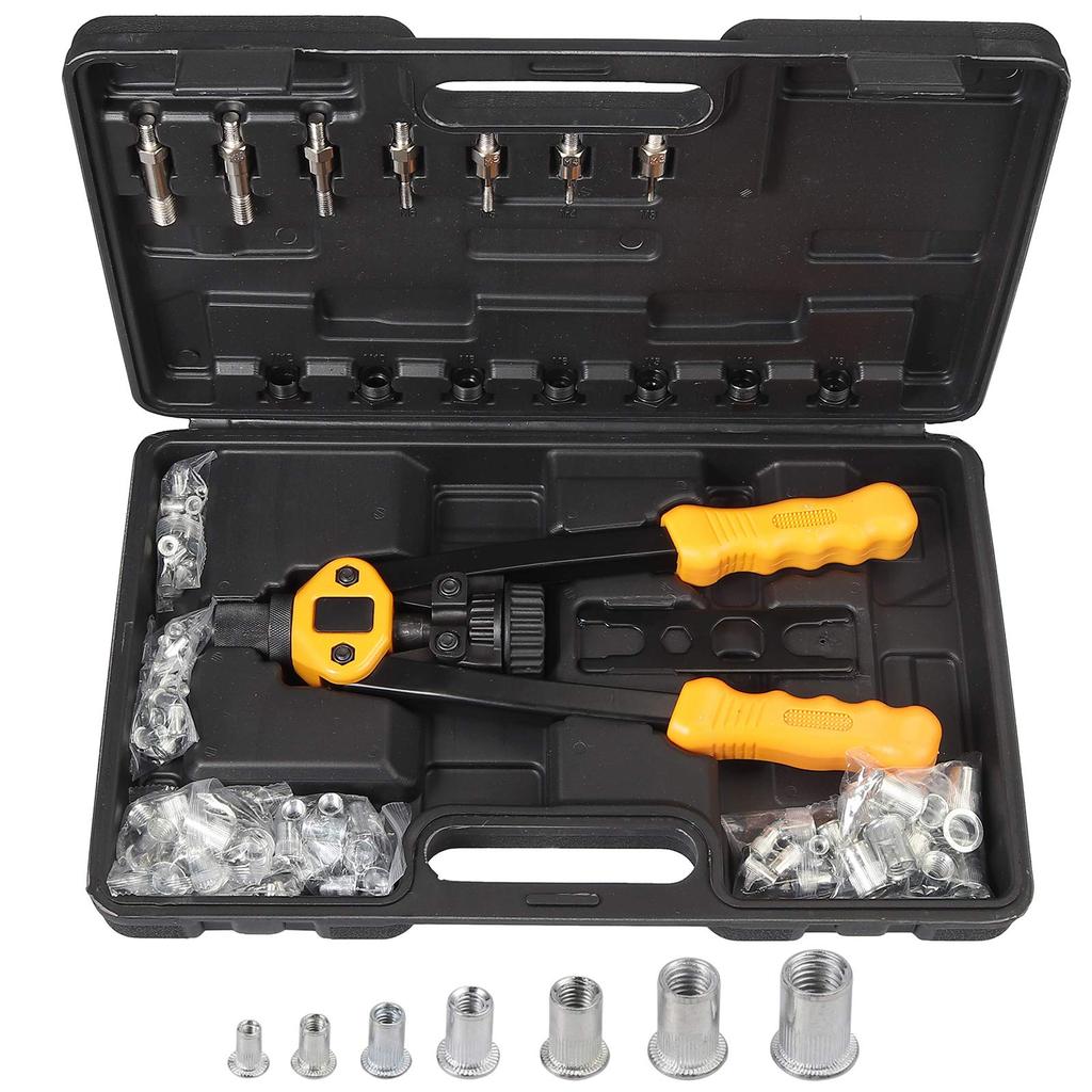 Justech Hand Riveter Rivet Blind Rivet Rivet Rivet Compatible with and M12 Includes 100 Rivet Nuts Set, Tool, Nuts, Gun, Tool, M3, M4, M5, M6, M8,