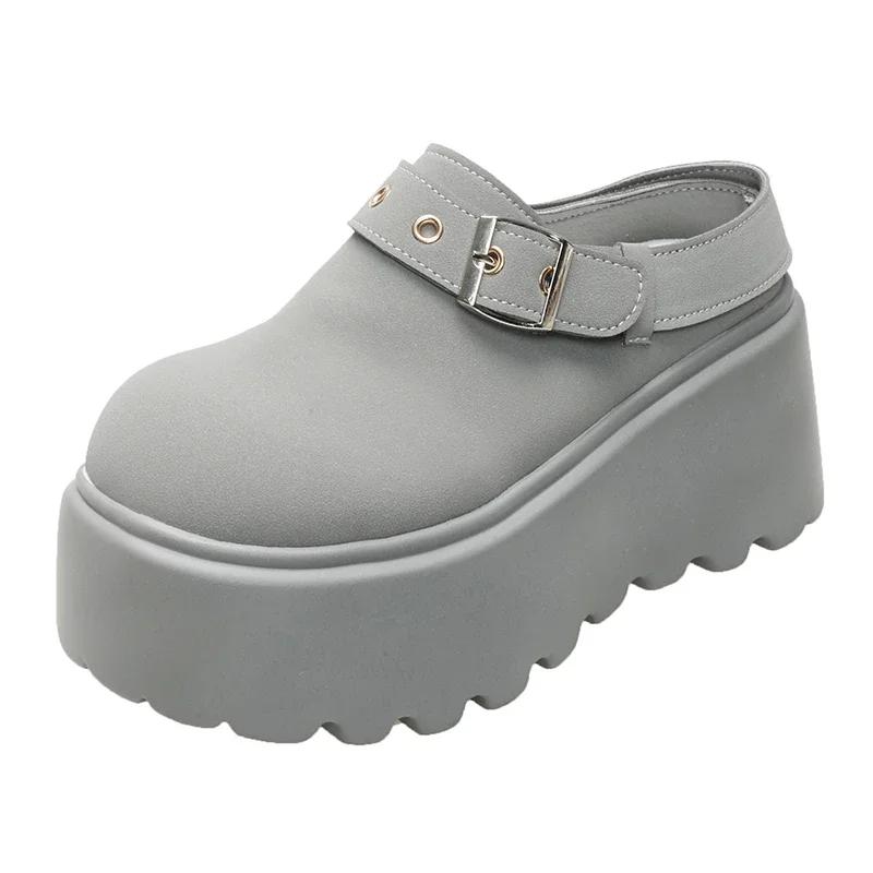 

Модные женские шлепанцы-паки 8 см, платформа, балетки, бостонские клоги, сандалии, весенняя мода, уличные слипоны, пляжные сандалии, повседневная спортивная обувь 34 серый