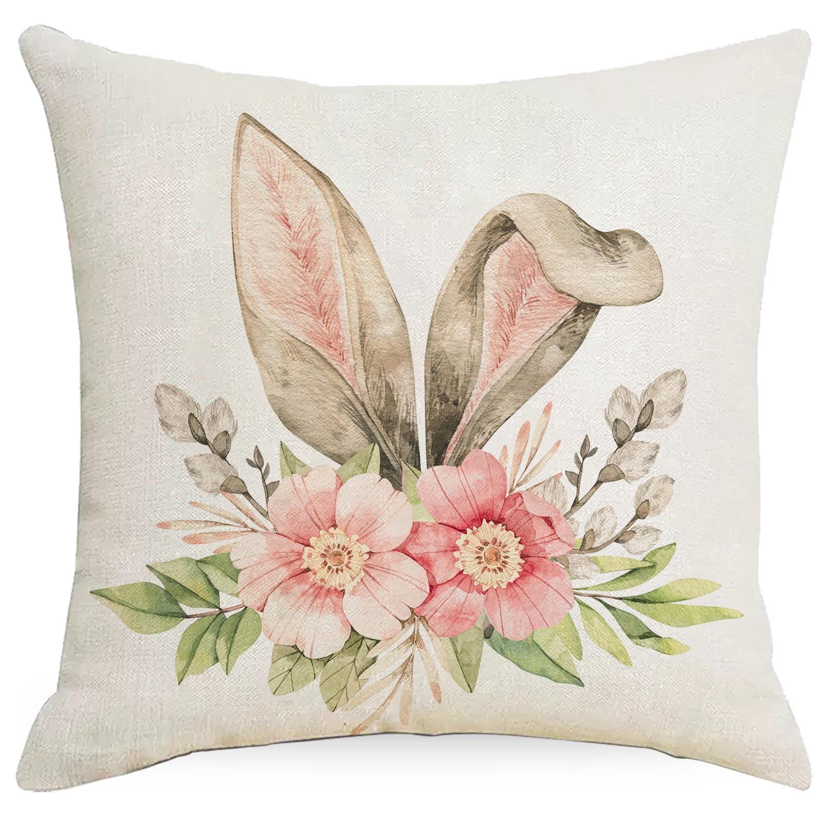 

Pink Easter Linen Pillowcase Home Sofa Car Pillow Cushion Cover 45 * 45Cm without pillow core