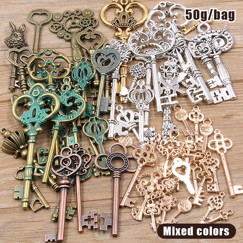 50G/Pack Key Charms Bracelets Necklace Craft Metal Pendant For Jewelry Making Diy Supplies Small Business Supplies