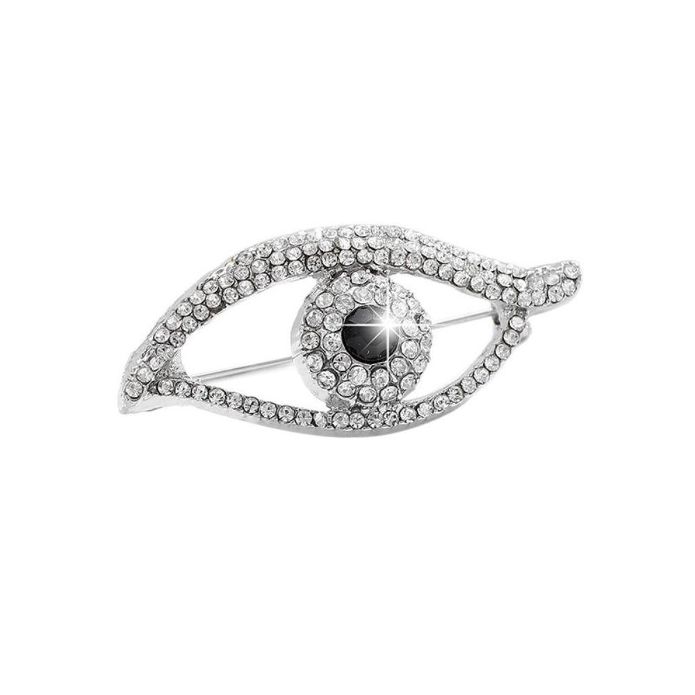 Crystal Pendant Devil Eye Brooch Pin Hollow Out Banquet Clothes Pin Clothes Accessories