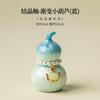 Mini colorful Gourd With Pearl pendant Tableware crystalline glaze Ceramic cover Fortune Ornaments Craft Tea ceremony accessorie