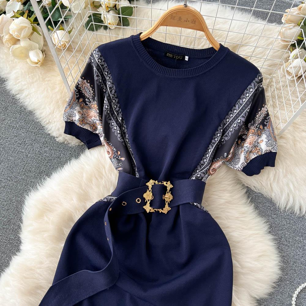 RUGOD French Gentle Style Noble Elegant Temperament Lady Bag Hip Knitted Dress Lace Waist Slim All-match Dress Female