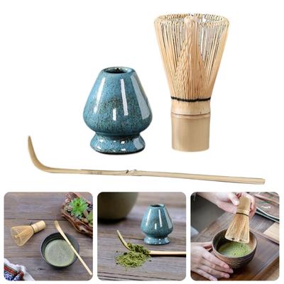3Pcs Elegant Traditional Matcha Making Set Ceremonial Grade Matcha Teas Set Bamboo Whisk Spoon Canister for Teas Lover