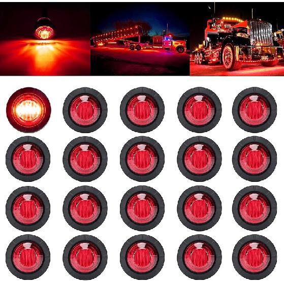 PSEQT 3/4 Inch Trailer Marker LED Lights, Side Clearance Indicators Tail Light Waterproof For Trailer Truck Car Bus Van Pickup RV Wrangler ATV UTV