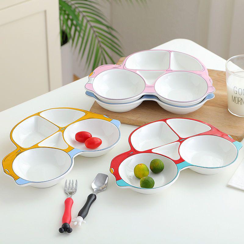 Ceramic Kids' Divided Plate - Cute Dish for Kindergarten Meals & Snacks